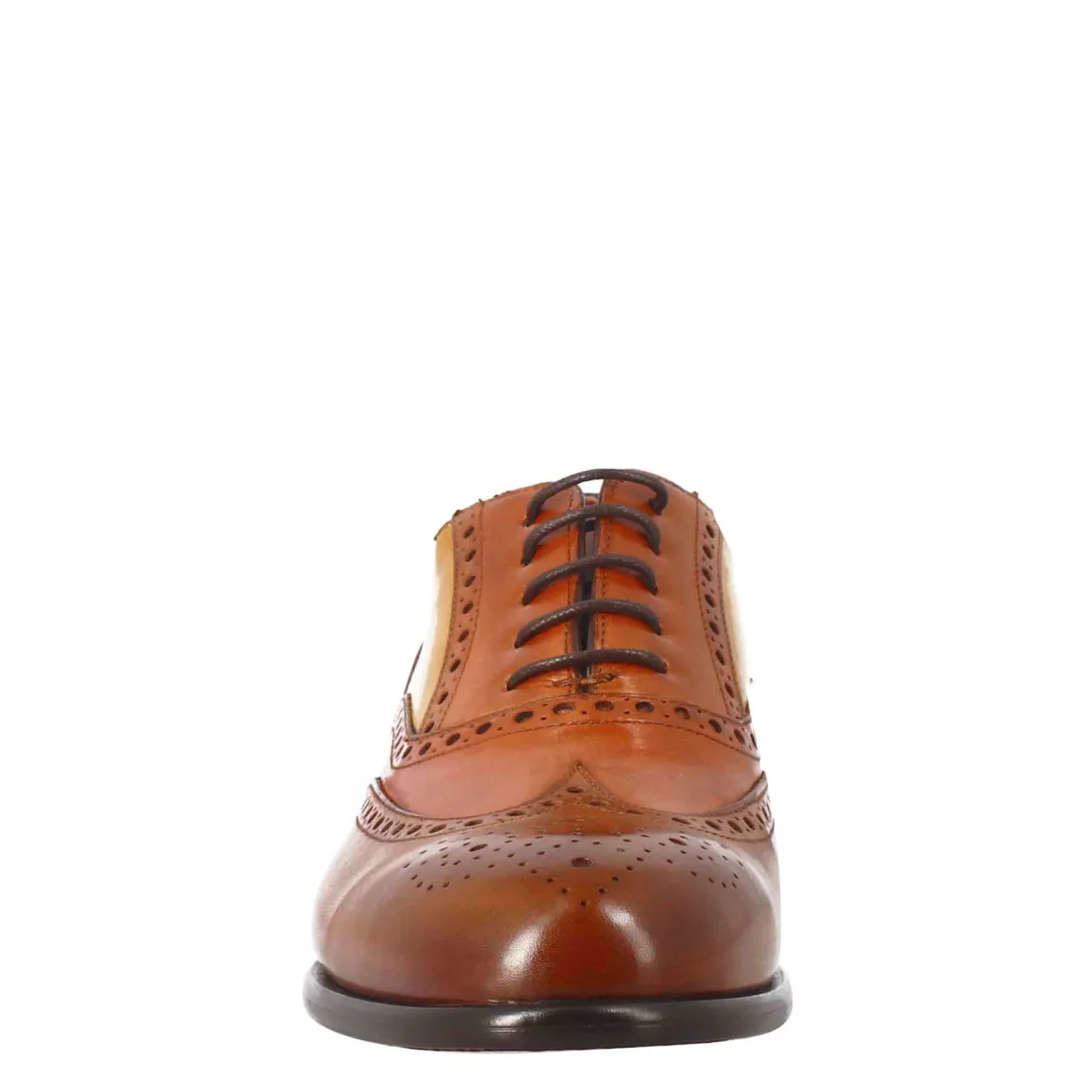 Oxford Brogue Marrone Arancio E Giallo Elegante Da Uomo In Pelle