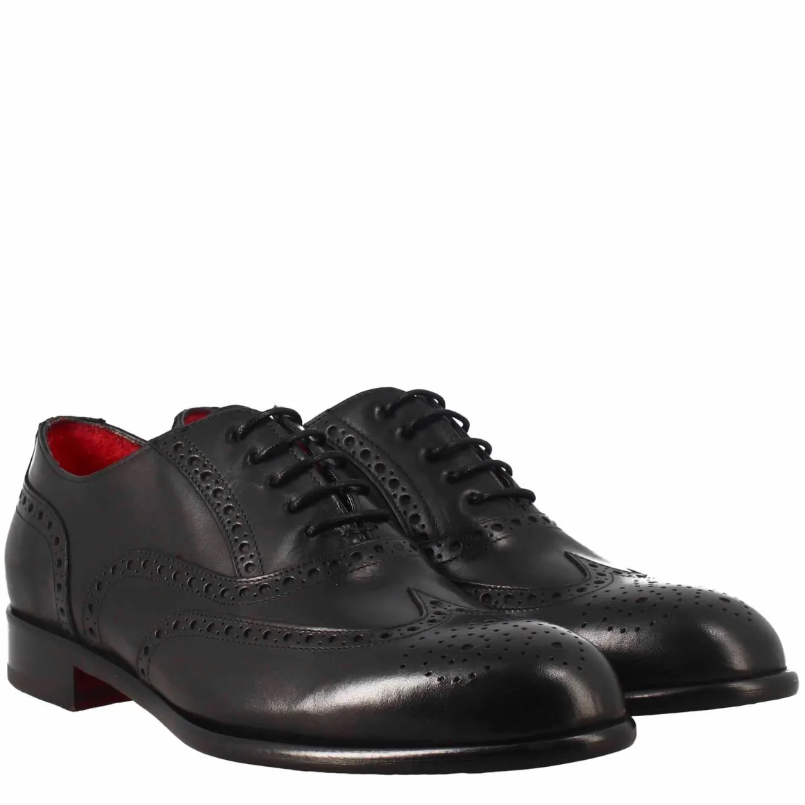 Oxford Brogue Nero Elegante Da Uomo In Pelle