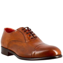 Oxford Marrone Elegante Da Uomo In Pelle E Fodera Rossa