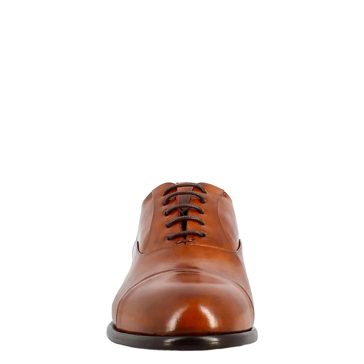 Oxford Marrone Elegante Da Uomo In Pelle E Fodera Rossa