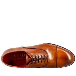 Oxford Marrone Elegante Da Uomo In Pelle E Fodera Rossa