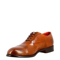 Oxford Marrone Elegante Da Uomo In Pelle E Fodera Rossa