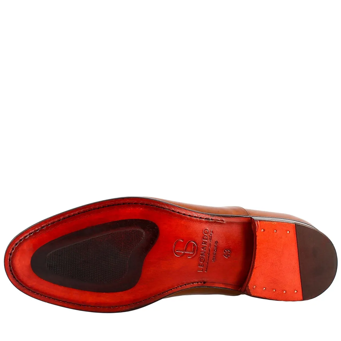 Oxford Marrone Elegante Da Uomo In Pelle E Fodera Rossa