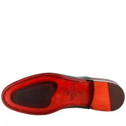 Oxford Marrone Scuro E Blu Elegante Da Uomo In Pelle E Fodera Rossa