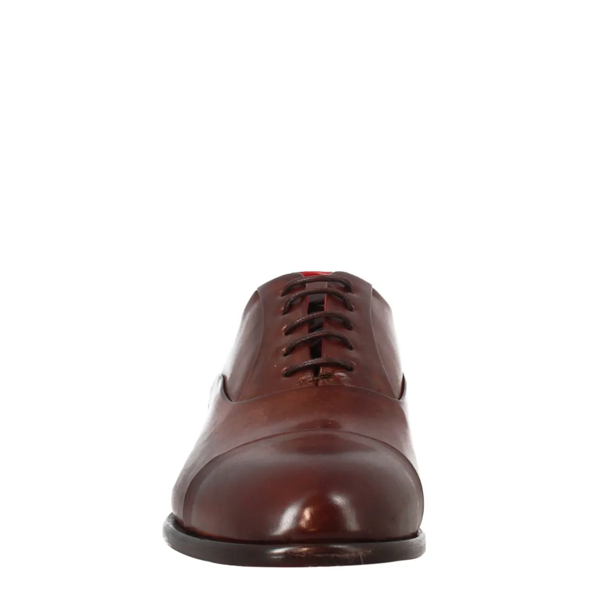 Oxford Marrone Scuro Elegante Da Uomo In Pelle E Fodera Rossa