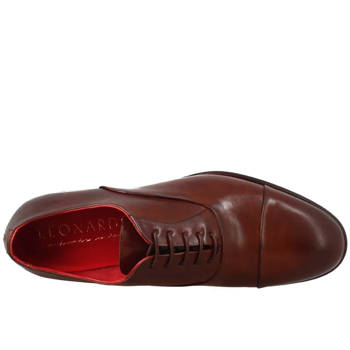 Oxford Marrone Scuro Elegante Da Uomo In Pelle E Fodera Rossa