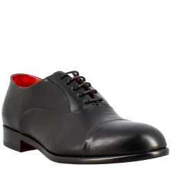 Oxford Nero Elegante Da Uomo In Pelle E Fodera Rossa