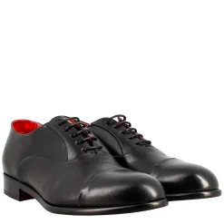 Oxford Nero Elegante Da Uomo In Pelle E Fodera Rossa