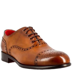 Oxford Semi Brogue Marrone Elegante Da Uomo In Pelle