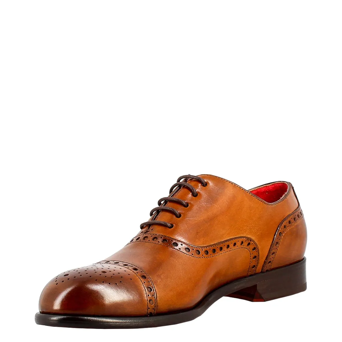 Oxford Semi Brogue Marrone Elegante Da Uomo In Pelle