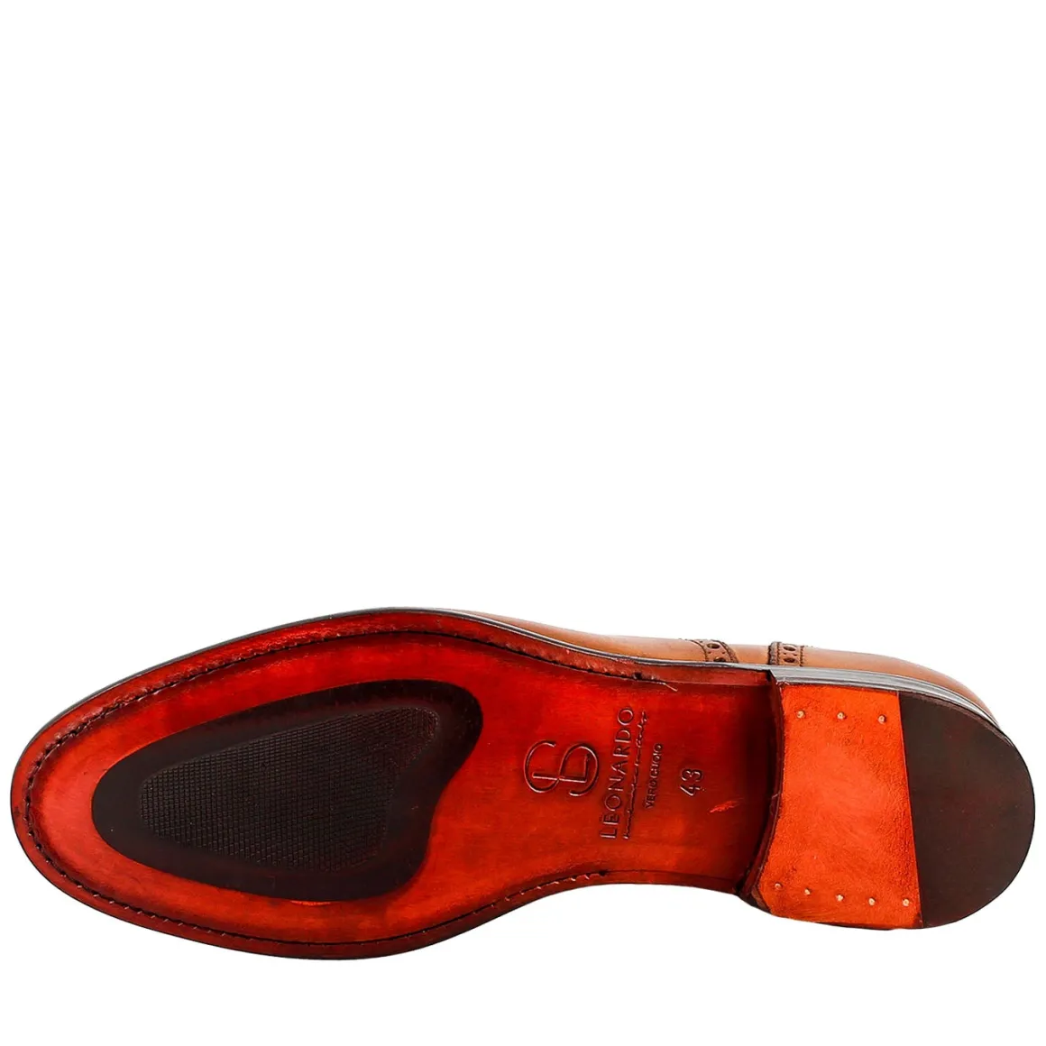 Oxford Semi Brogue Marrone Elegante Da Uomo In Pelle