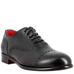 Oxford Semi Brogue Nero Elegante Da Uomo In Pelle