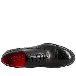 Oxford Semi Brogue Nero Elegante Da Uomo In Pelle
