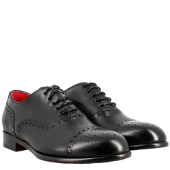 Oxford Semi Brogue Nero Elegante Da Uomo In Pelle