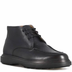 Polacchino Da Uomo In Pelle Martellata Blu E Suola In Gomma Vibram