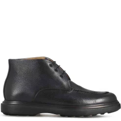 Polacchino Da Uomo In Pelle Martellata Blu E Suola In Gomma Vibram