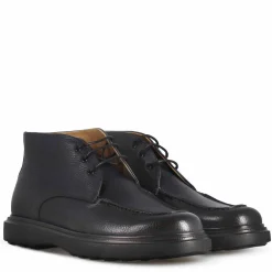 Polacchino Da Uomo In Pelle Martellata Blu E Suola In Gomma Vibram