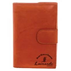 Portafoglio Donna Sauvage Pelle Di Vitello Arancione Porta Tessere Banconote Con Pattina