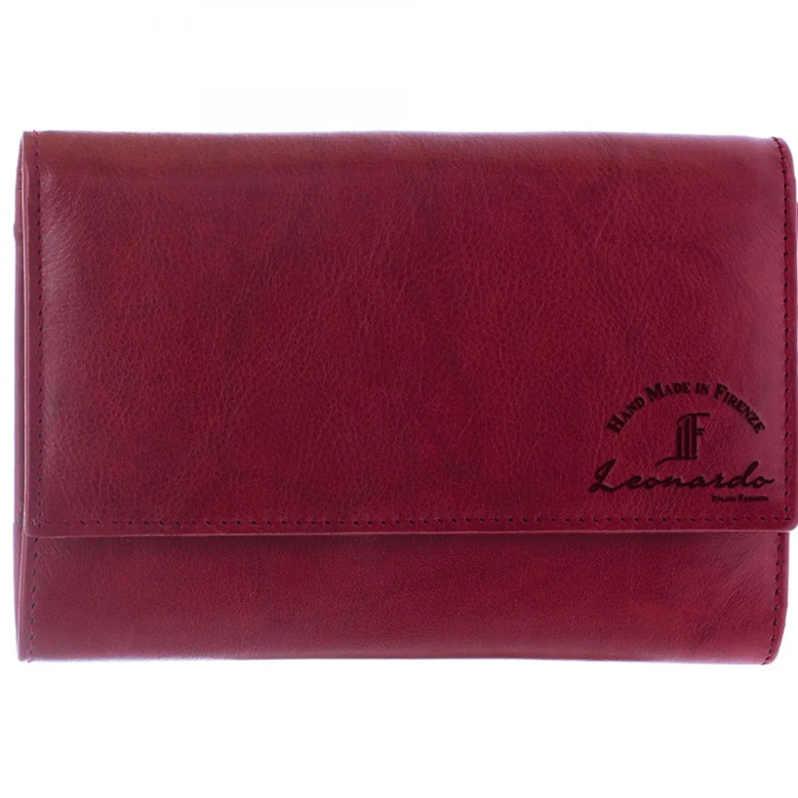 Portafoglio Donna Sauvage Pelle Di Vitello Rosso Porta Tessere Banconote Chiusura Bottone