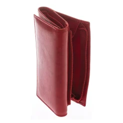 Portafoglio Donna Sauvage Pelle Di Vitello Rosso Porta Tessere Banconote Chiusura Bottone