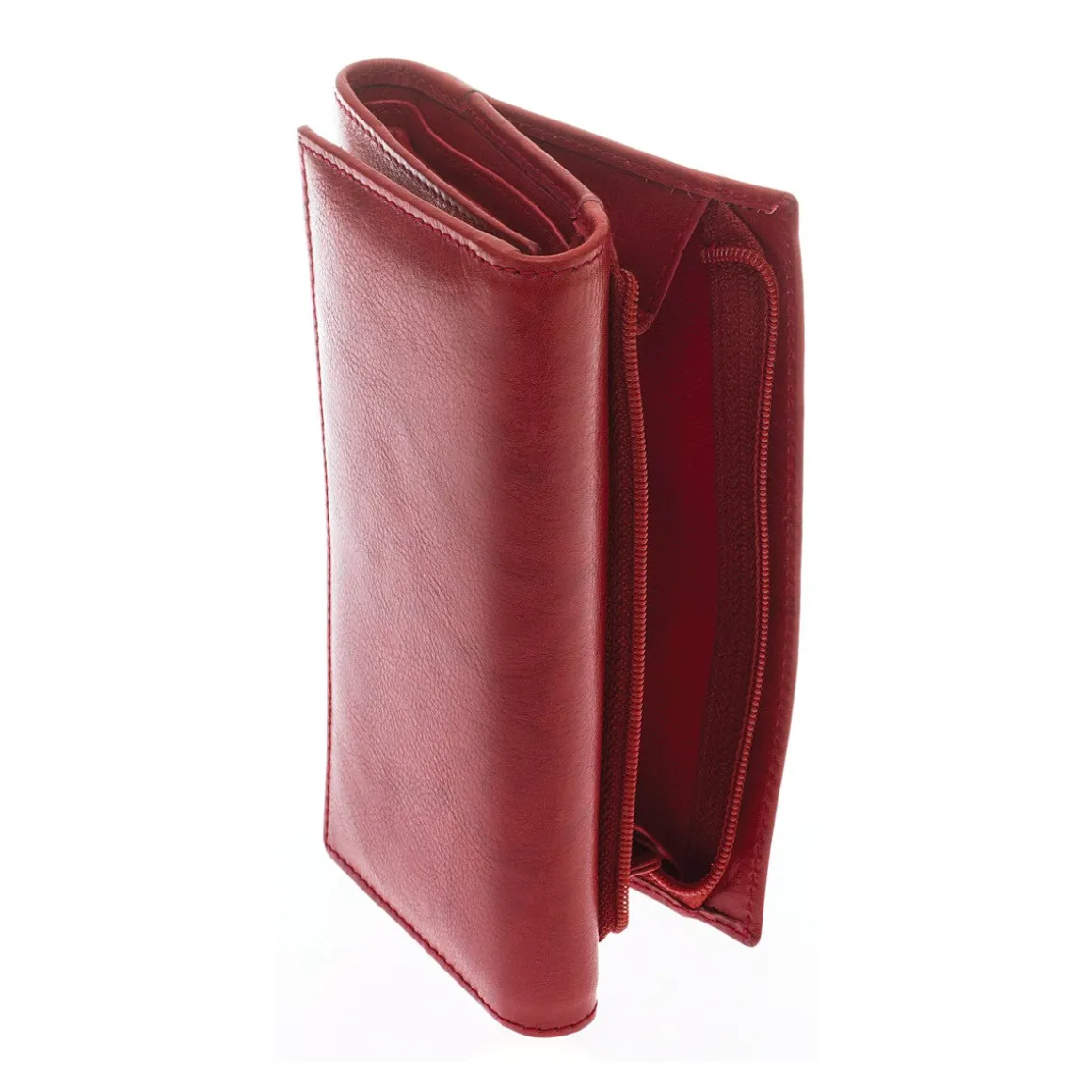 Portafoglio Donna Sauvage Pelle Di Vitello Rosso Porta Tessere Banconote Chiusura Bottone