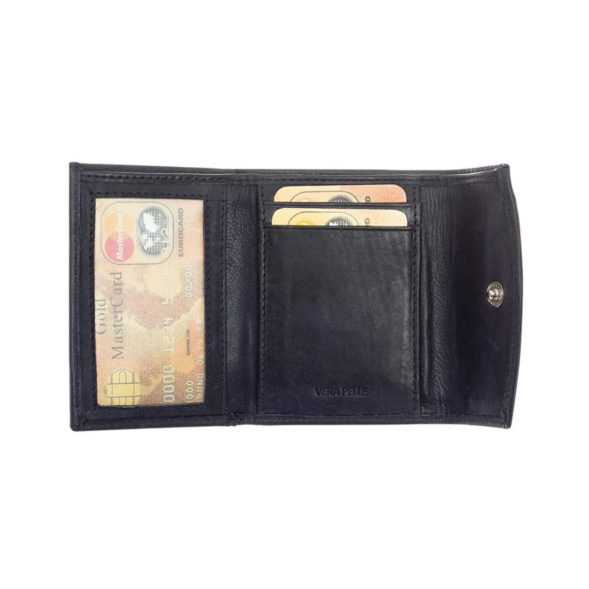 Portafoglio Unisex Sauvage Fatto A Mano Pelle Di Vitello Nero Porta Tessere Banconote Monete