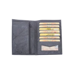 Portafoglio Uomo Sauvage Pelle Di Vitello Blu Porta Tessere Banconote Flap Laterale