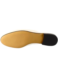 Sabot Bianca Con Fibbia Dorata E Fondo In Vero Cuoio