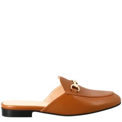 Sabot Color Marrone Con Fibbia Dorata E Fondo In Cuoio