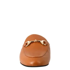 Sabot Color Marrone Con Fibbia Dorata E Fondo In Cuoio