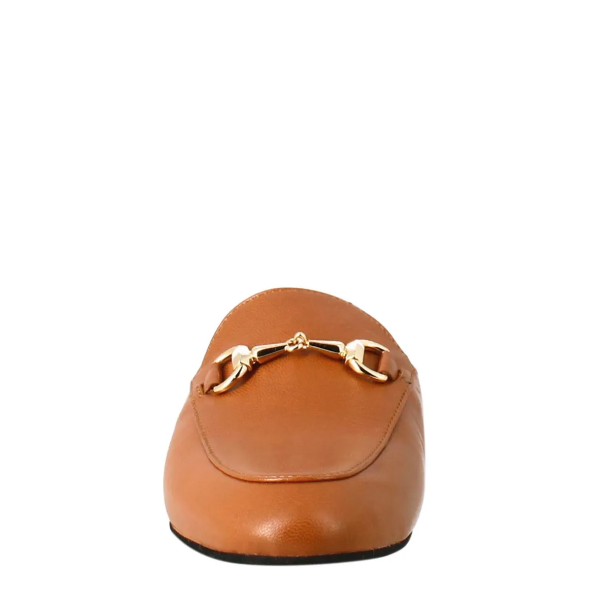 Sabot Color Marrone Con Fibbia Dorata E Fondo In Cuoio