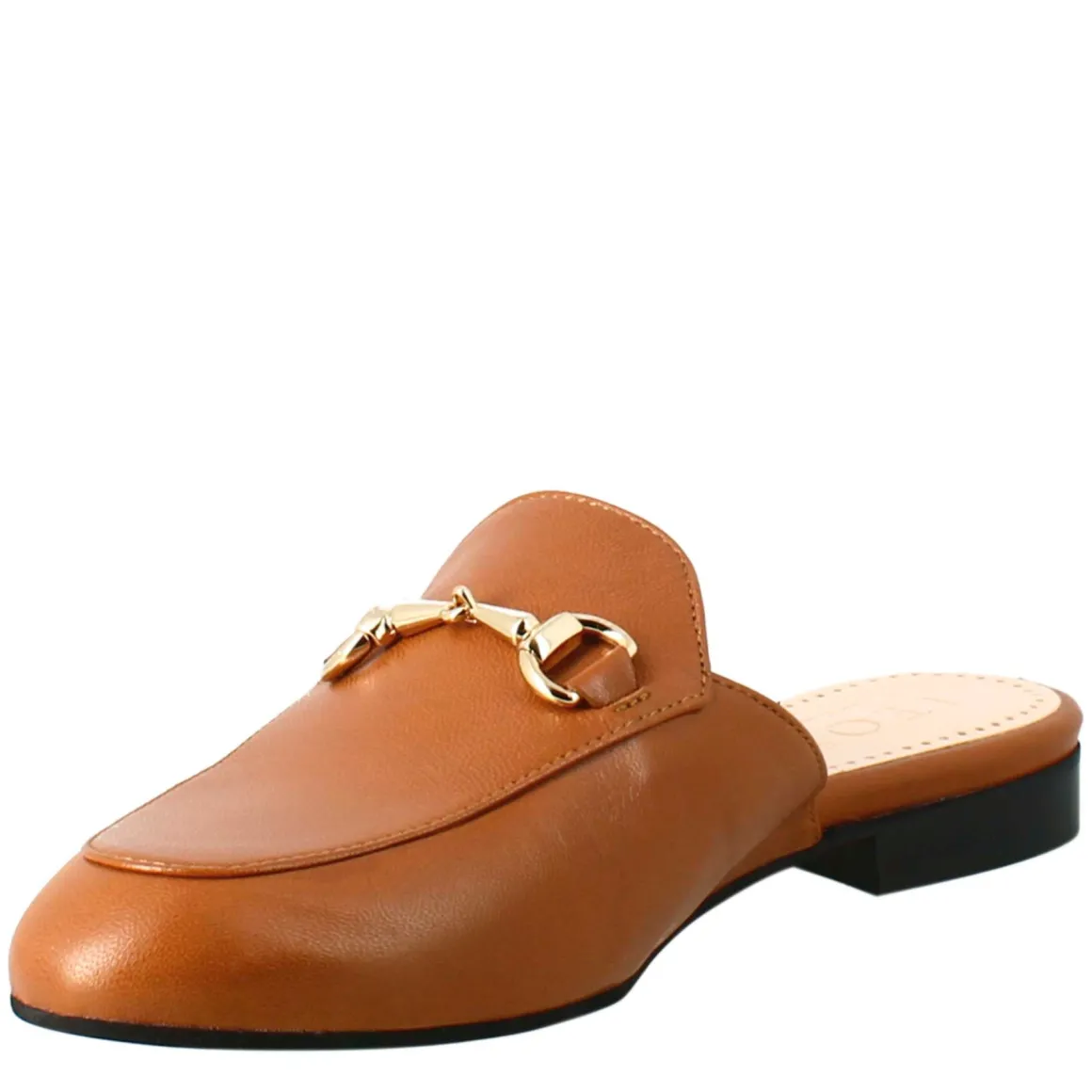 Sabot Color Marrone Con Fibbia Dorata E Fondo In Cuoio
