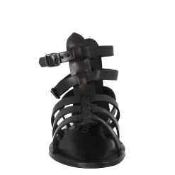 Sandali Alla Caviglia Da Donna Stile Romano In Pelle Colore Nero