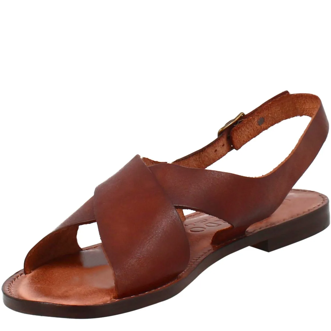 Sandali Arcadia Da Donna Stile Romano Antico In Pelle Marrone