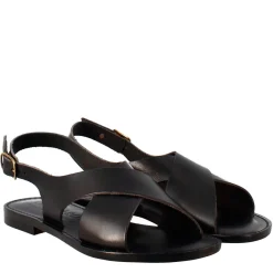 Sandali Arcadia Da Donna Stile Romano Antico In Pelle Colore Nero
