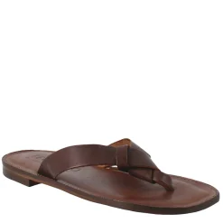Sandali Arezzo Modello Gladiatore Da Uomo In Pelle Color Marrone