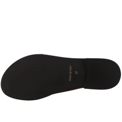 Sandali Bassi Ciabatta Da Donna Fatti A Mano In Pelle Color Cuoio Con Fibbia Dorata