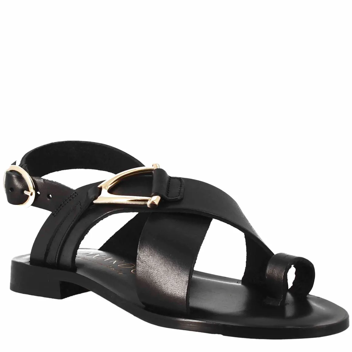 Sandali Donna Infradito In Pelle Color Nero