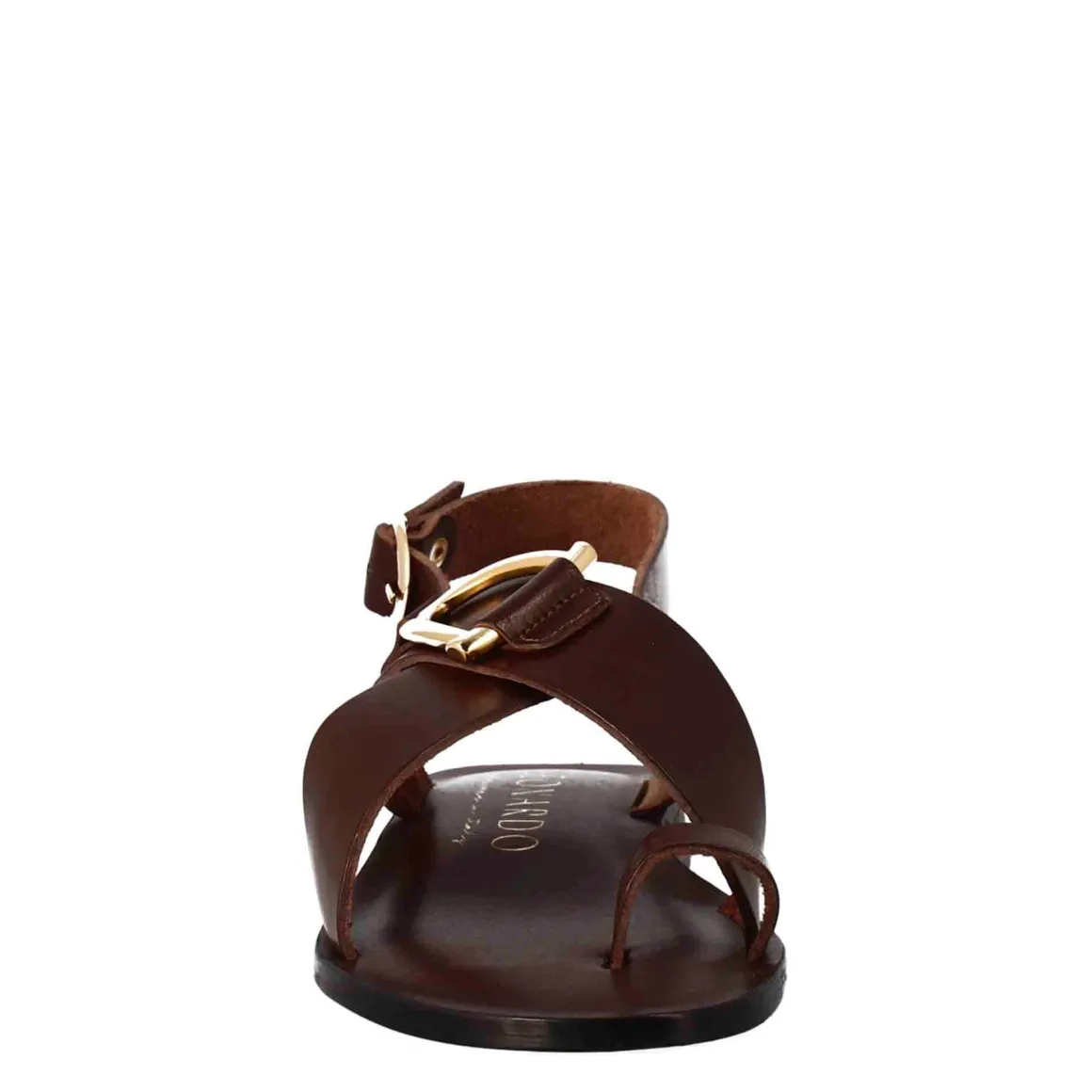 Sandali Donna Infradito In Pelle Marrone.