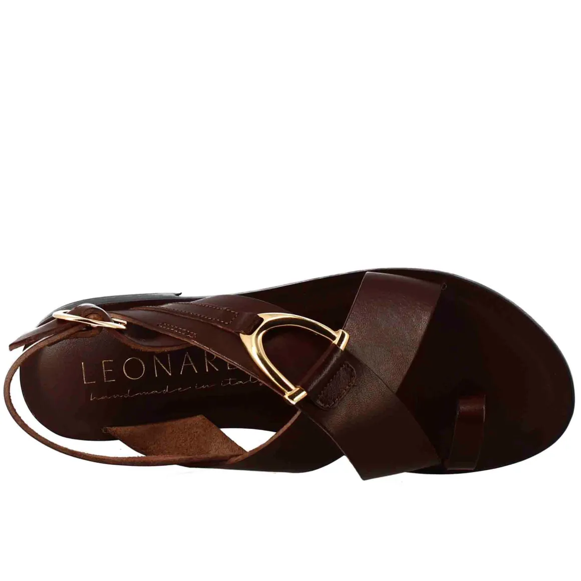 Sandali Donna Infradito In Pelle Marrone.