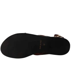 Sandali Donna Infradito In Pelle Marrone.