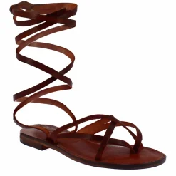 Sandali Eclipse Da Donna Stile Romano Antico In Pelle Marrone