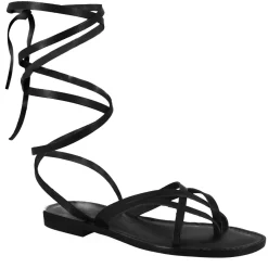 Sandali Eclipse Da Donna Stile Romano Antico In Pelle Colore Nero