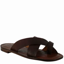 Sandali Gladiatore Da Uomo In Pelle Color Marrone Caffè