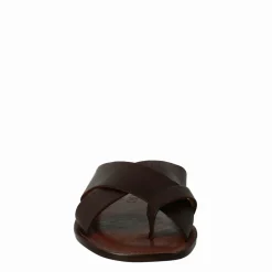 Sandali Gladiatore Da Uomo In Pelle Color Marrone Caffè