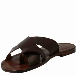 Sandali Gladiatore Da Uomo In Pelle Color Marrone Caffè