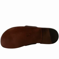 Sandali Gladiatore Da Uomo In Pelle Color Marrone Caffè