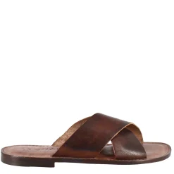 Sandali Gladiatore Da Uomo In Pelle Color Marrone
