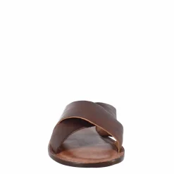 Sandali Gladiatore Da Uomo In Pelle Color Marrone