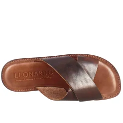 Sandali Gladiatore Da Uomo In Pelle Color Marrone